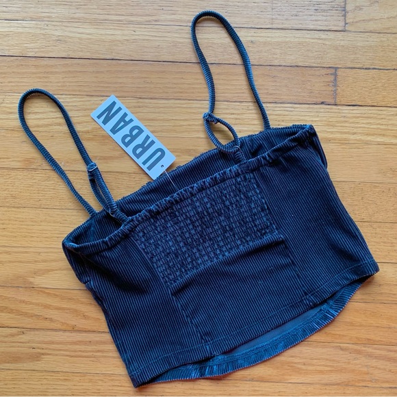 NWT UO Navy Blue Ruched Velvet Cami size S - Picture 3 of 6